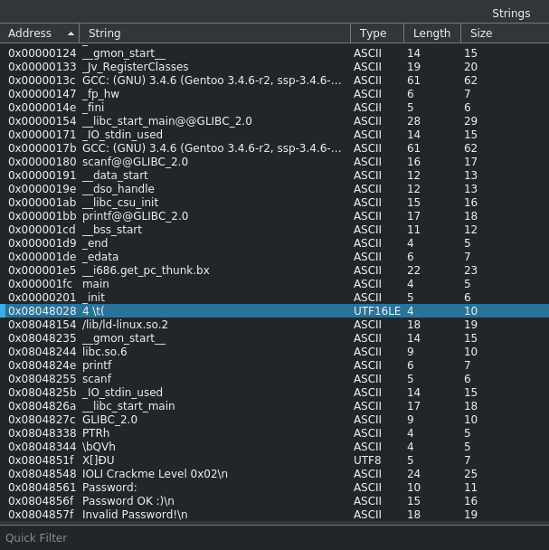 Strings de crackme0x02