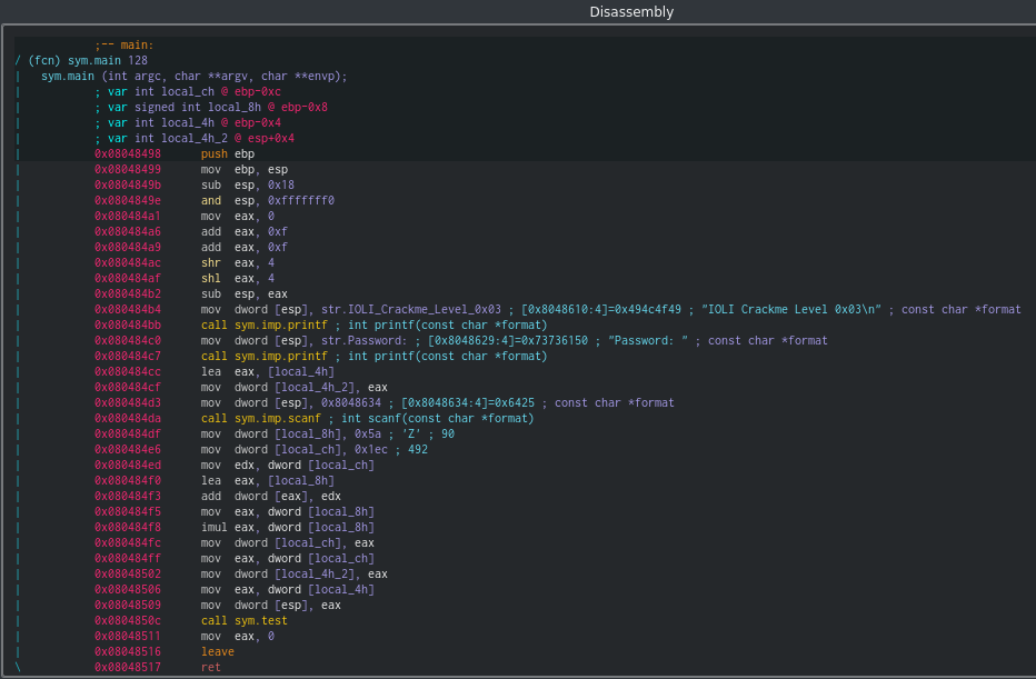 Disassembly de crackme0x03