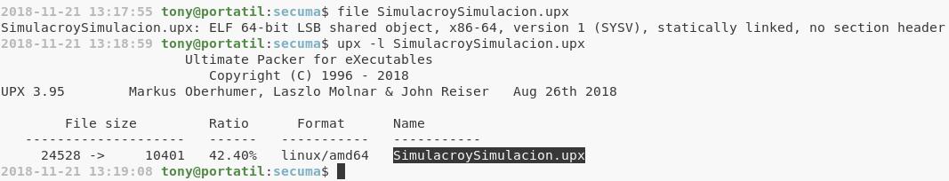 upx listed de simulacro